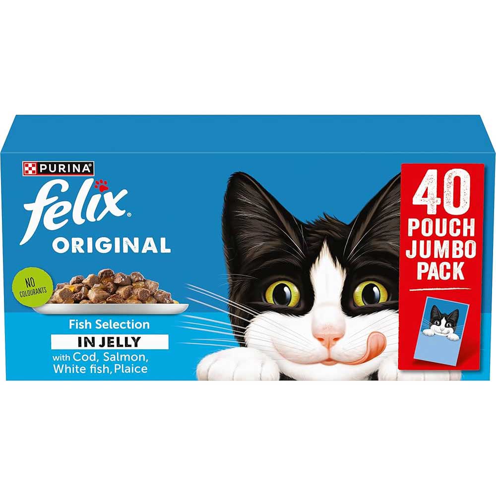 FELIX Original Fish Selection in Jelly Wet Cat Food, 40x85g