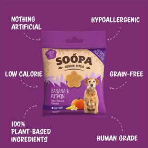 SOOPA Senior Bites Dog Treats, Banana & Pumpkin 50g
