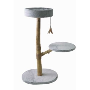 BLUE PAW X-Large 2-Tier Cat Tree, Pear Wood & Grey Faux Fur