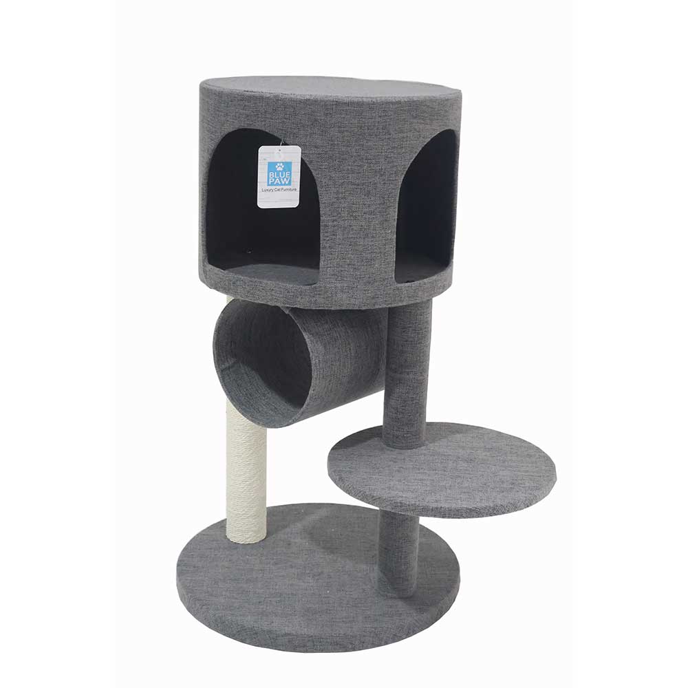 BLUE PAW Large Cat Tree with 2 Door Top Cave & Tunnel