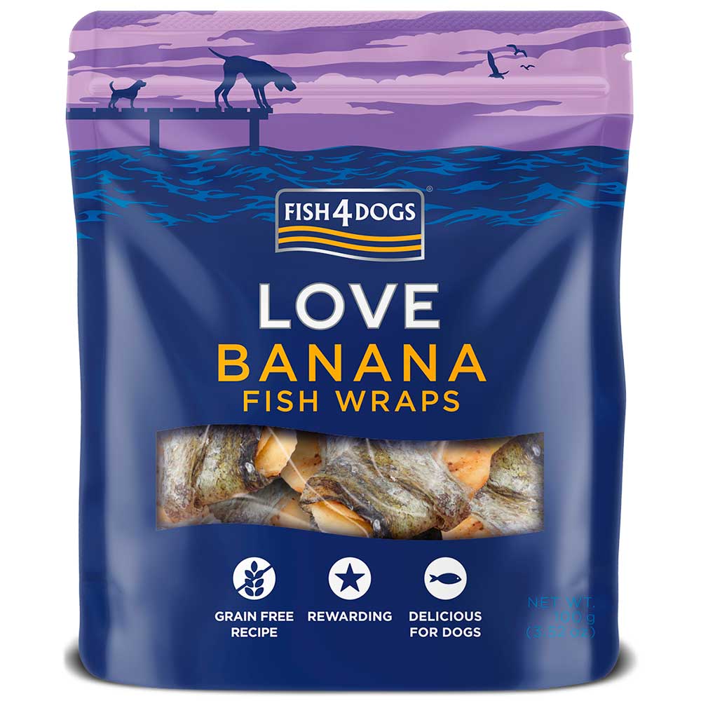 Fish4dogs Love Banana Fish Wraps, 100g