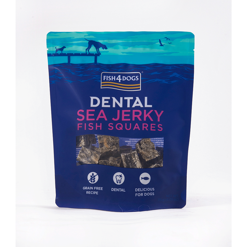 FISH4DOGS Dental Sea Jerky Fish Squares, 115g