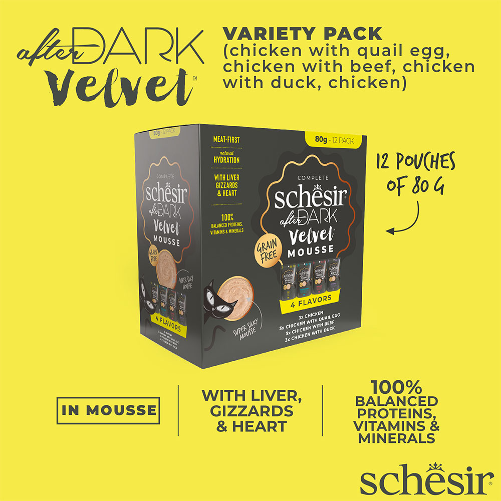 Schesir After Dark Velvet Mousse Variety Pack, 12x80g