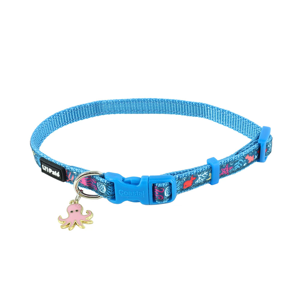 Li’l Pals Ribbon Overlay Dog Collar, Sea Creatures