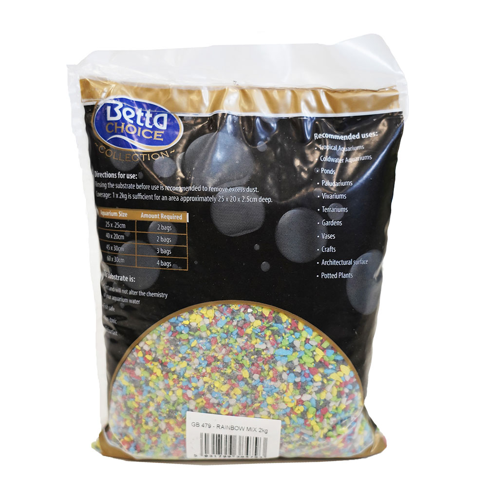 Betta Choice Aquarium Gravel, Rainbow Mix