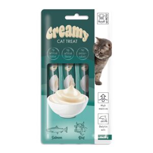 M-PETS Creamy Cat Treats Salmon & Beef, 4x15g