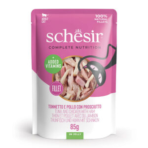 SCHESIR Complete Nutrition Cat Food, Chicken & Ham in Jelly Pouch 85g