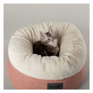 SCRUFFS Seattle Sanctuary Deep Round Cat Bed, Coral Pink