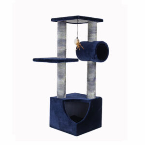 BLUE PAW X-Large Plush Cat Tree with Corner Cave, Navy & White