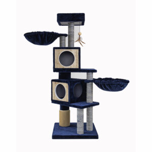 BLUE PAW XX-Large Cat Tree with 2 Beds & 2 Caves, Navy & White