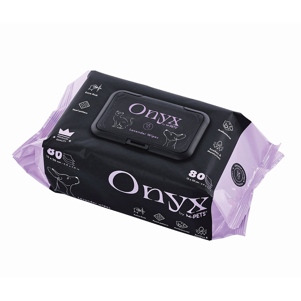 M-PETS Onyx Lavender Antibacterial Wipes, 80 Pack