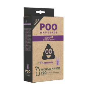 M-PETS Poo Recycled Plastic Lavender Waste Bags with Handles, 120 Pack