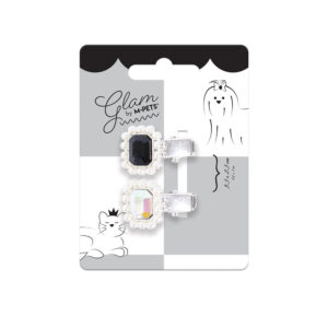 M-PETS Glam Diamond Shape Clips Black & Silver, 2 Pack