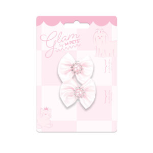 M-PETS Glam Rubber Band Bows with Pearl Pink, 2 Pack