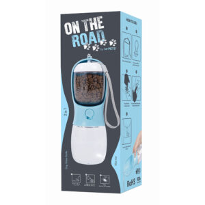 M-PETS On The Road 2-in-1 Dog Bottle, Blue
