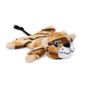 BEEZTEES Plush Flat Crinkle Tiger Dog Toy
