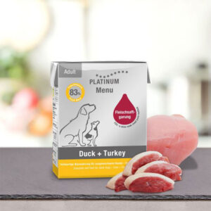 PLATINUM Adult Wet Dog Food Tetra, Duck & Turkey 185g