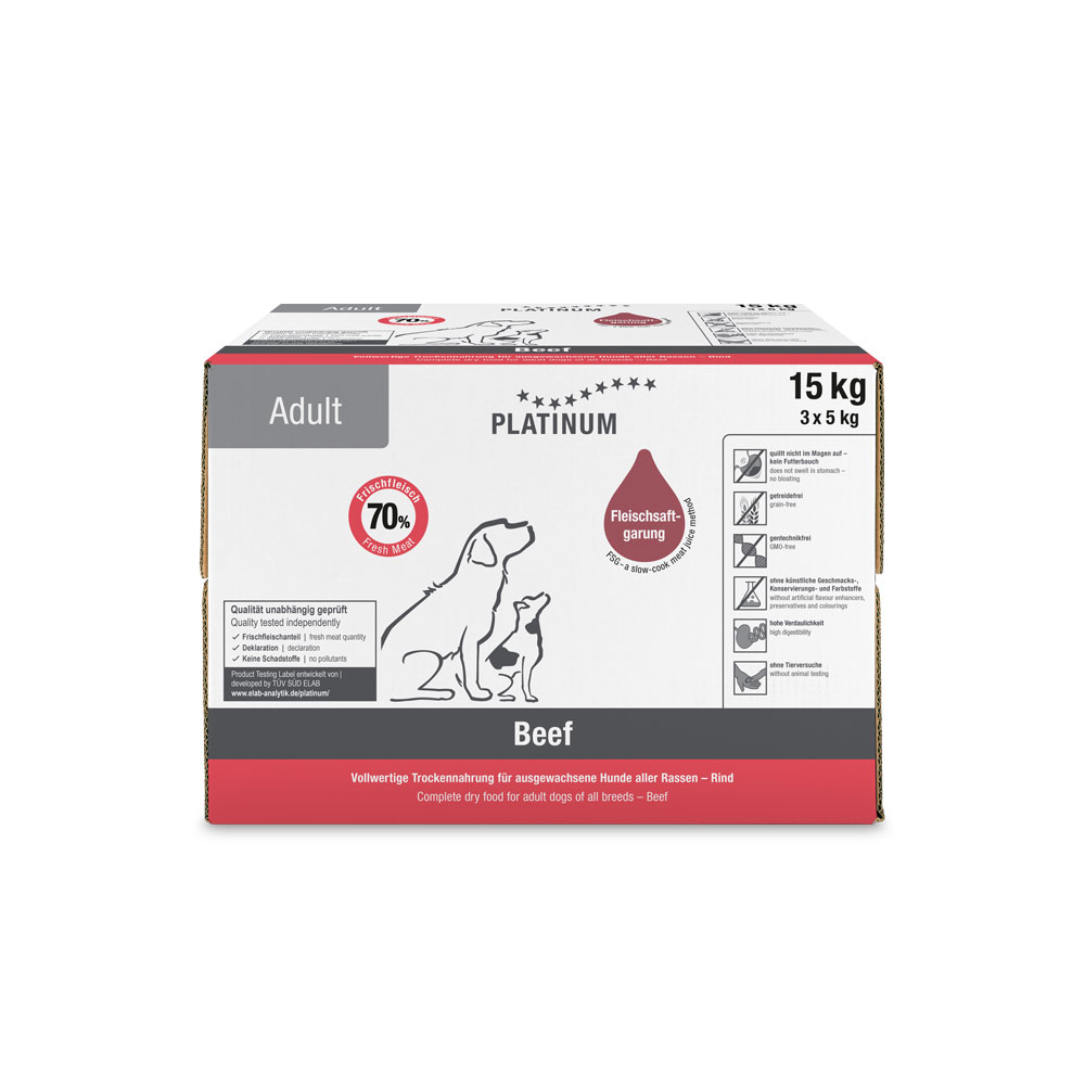 Platinum Adult Beef Dog Food, 15kg