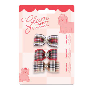 M-PETS Glam Plaid Bow Tie Rubber Bands, 3 Pack