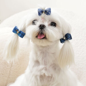 M-PETS Glam Blue Bow Tie Rubber Bands, 3 Pack