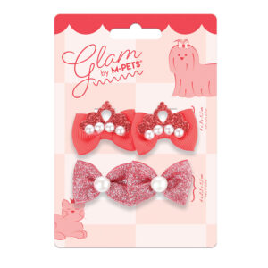 M-PETS Glam Rubber Band Bows Red, 4 Pack
