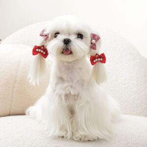 M-PETS Glam Rubber Band Bows Red, 4 Pack