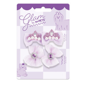 M-PETS Glam Rubber Band Bows Purple, 4 Pack