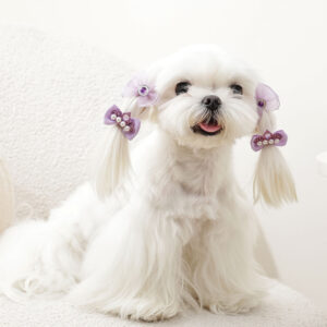 M-PETS Glam Rubber Band Bows Purple, 4 Pack
